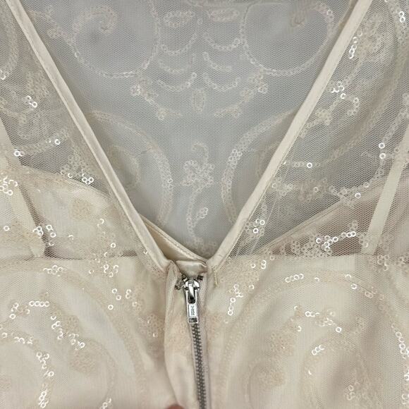 Jill Stuart Women’s 6 Sequin Ivory Mini Fit & Flare Dress - Picture 6 of 10